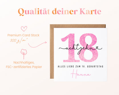 18. Geburtstag – Kartenpapier mit 300 g/m²