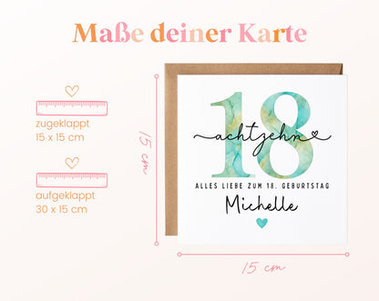 18. Geburtstag – Kartenformat und Maße