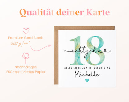 18. Geburtstag – Kartenpapier mit 300 g/m²