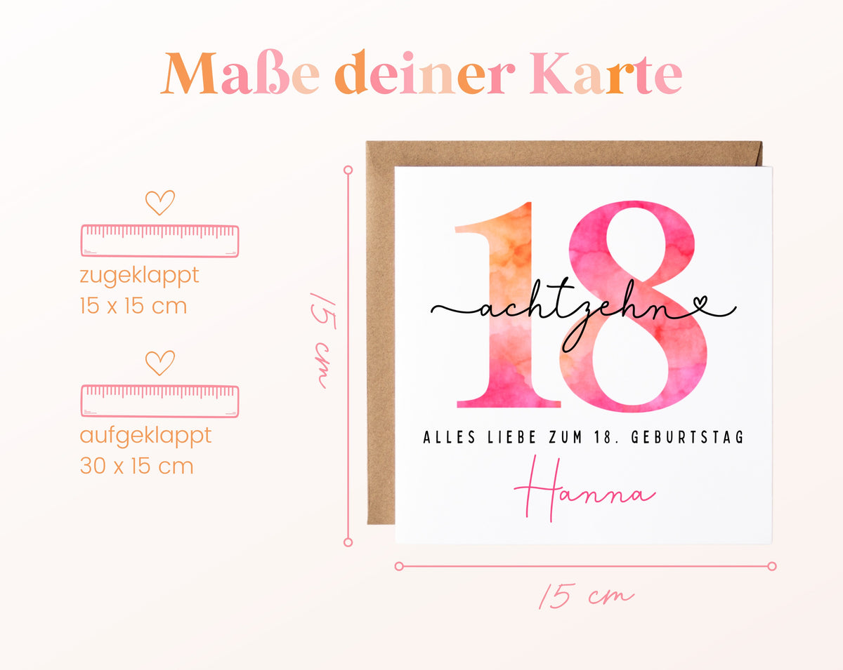 18. Geburtstag – Kartenformat und Maße
