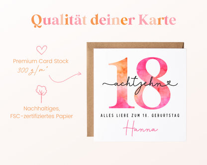 18. Geburtstag – Kartenpapier mit 300 g/m²