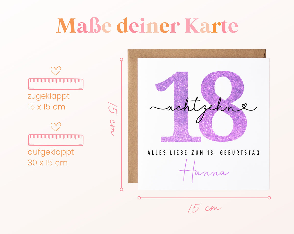18. Geburtstag – Kartenformat und Maße