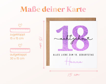 18. Geburtstag – Kartenformat und Maße