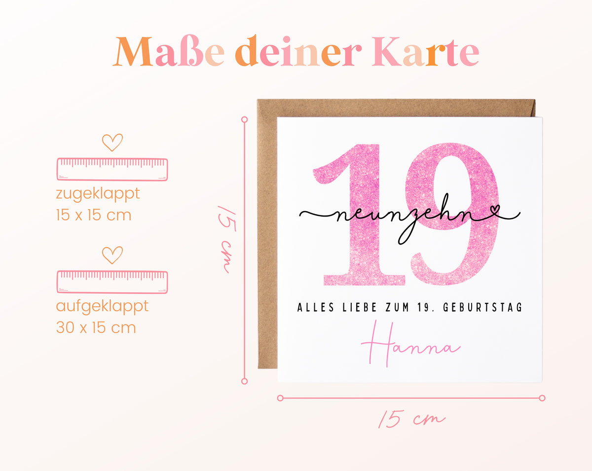 19. Geburtstag – Kartenformat und Maße