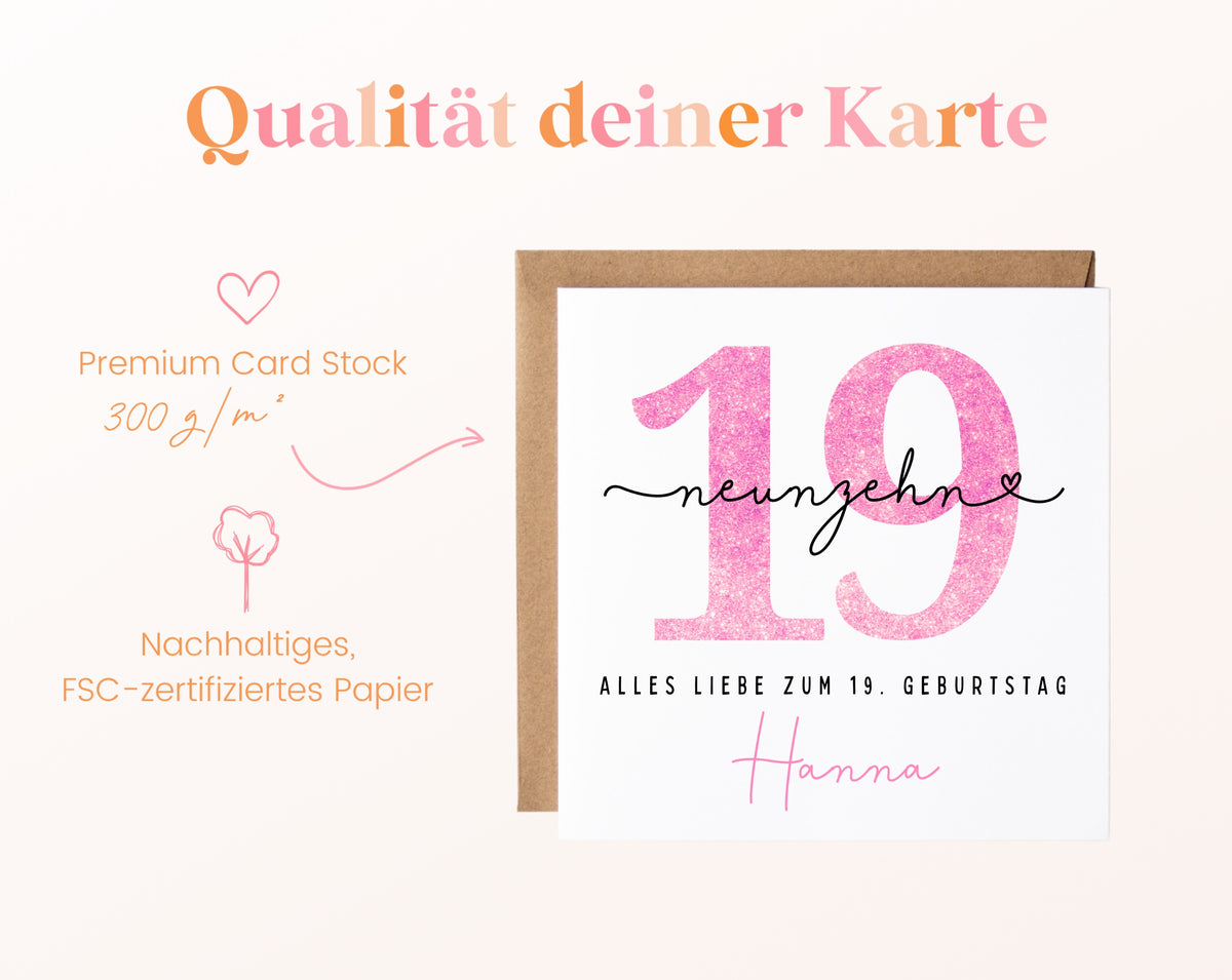 19. Geburtstag – Kartenpapier mit 300 g/m²