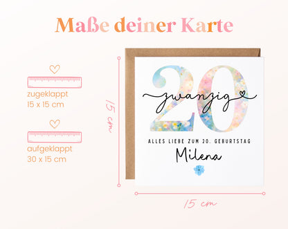 20. Geburtstag – Kartenformat und Maße