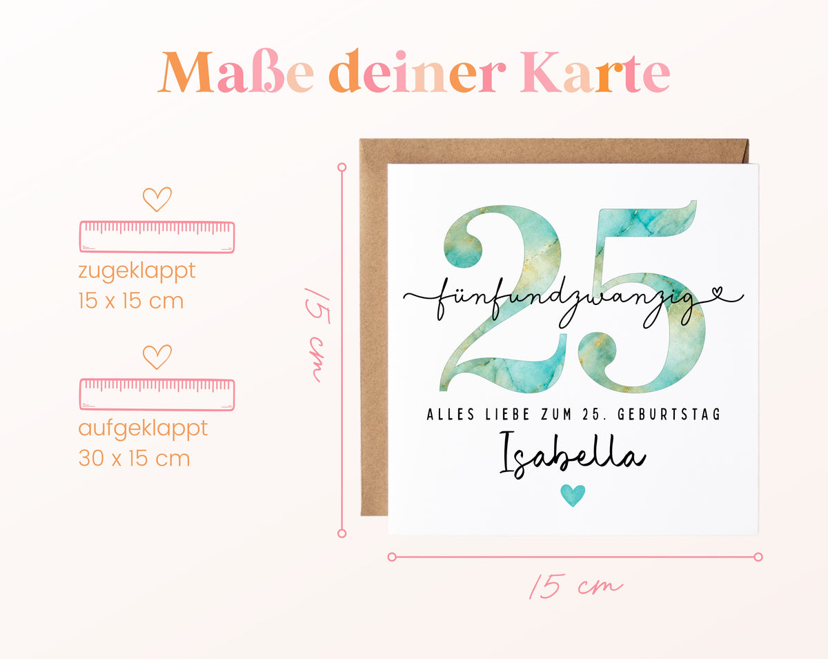 25. Geburtstag – Kartenformat und Maße