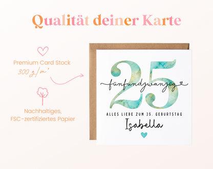 25. Geburtstag – Kartenpapier mit 300 g/m²