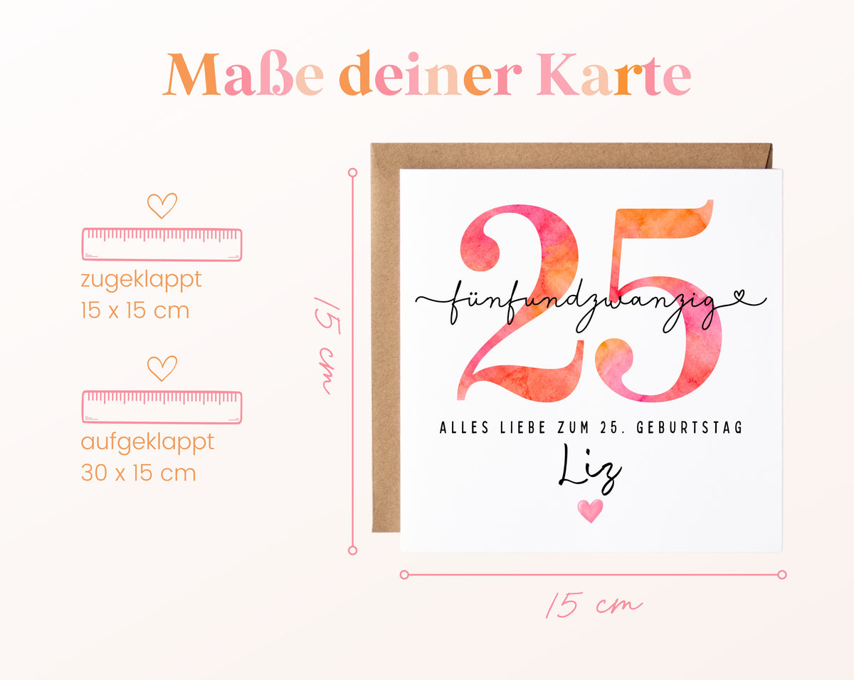 25. Geburtstag – Kartenformat und Maße