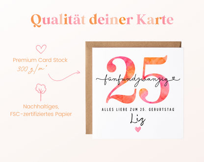 25. Geburtstag – Kartenpapier mit 300 g/m²