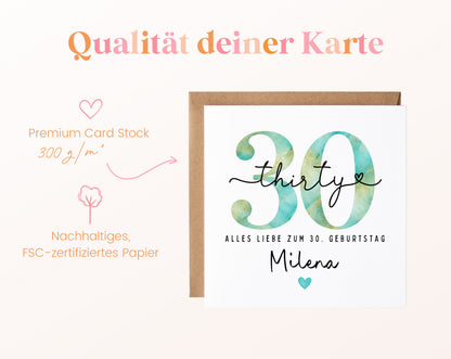 30. Geburtstag – Kartenpapier mit 300 g/m²