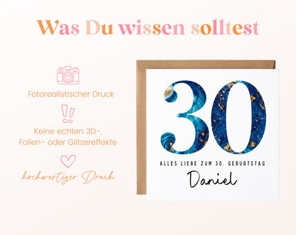 30. Geburtstag – Hinweise zur gedruckten Karte