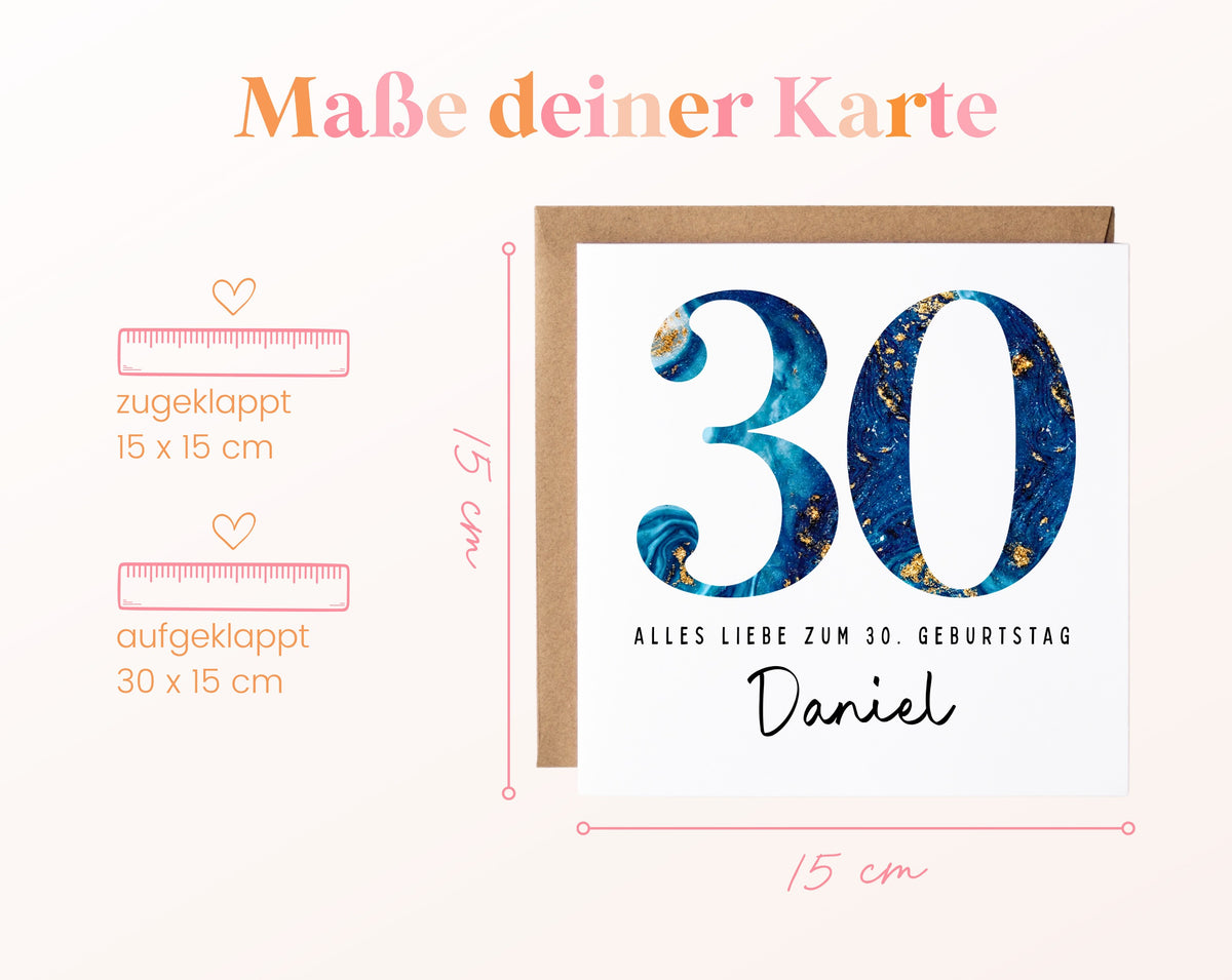 30. Geburtstag – Kartenformat und Maße