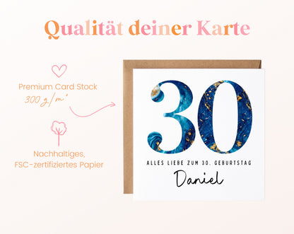 30. Geburtstag – Kartenpapier mit 300 g/m²