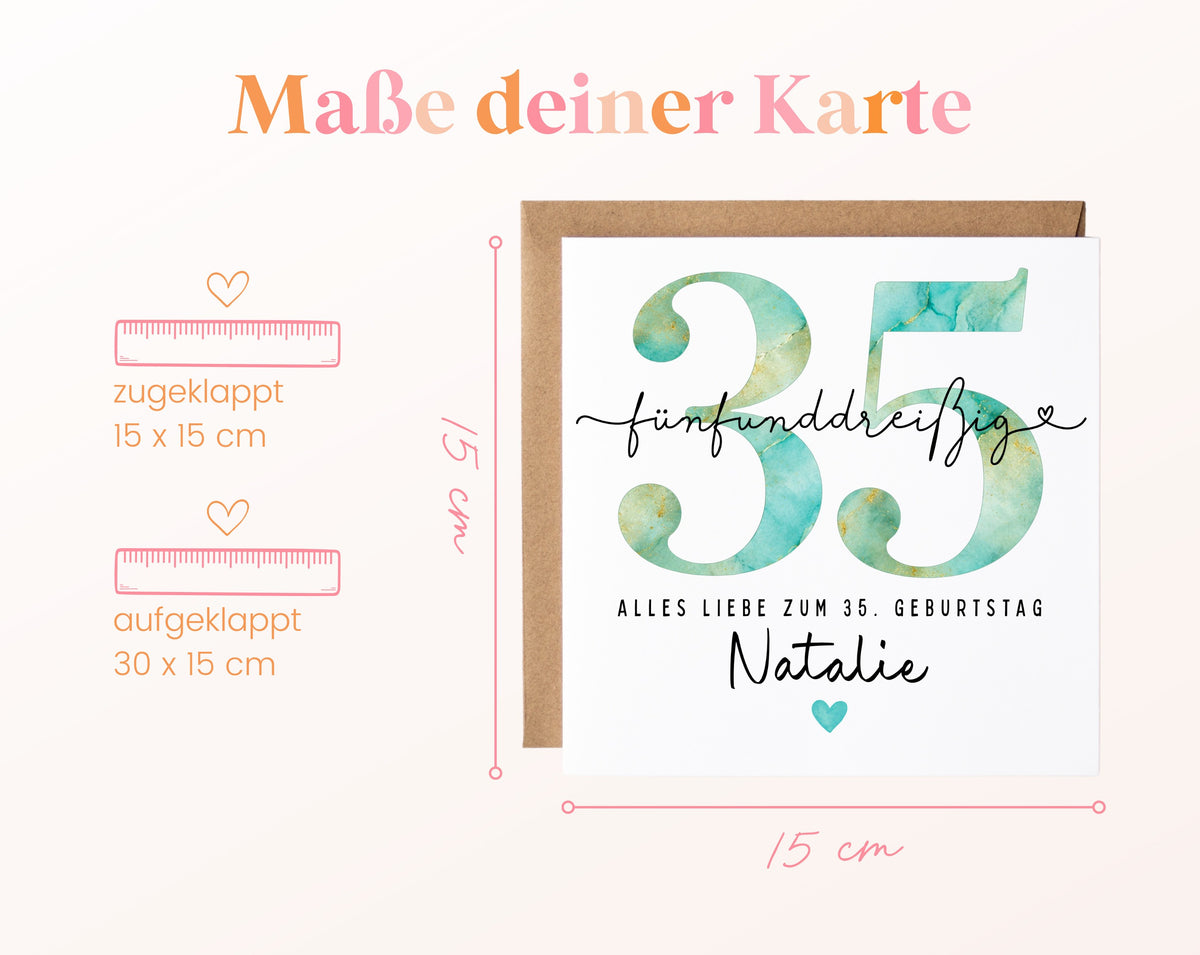 35. Geburtstag – Kartenformat und Maße