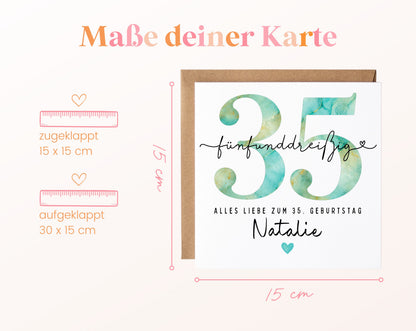 35. Geburtstag – Kartenformat und Maße