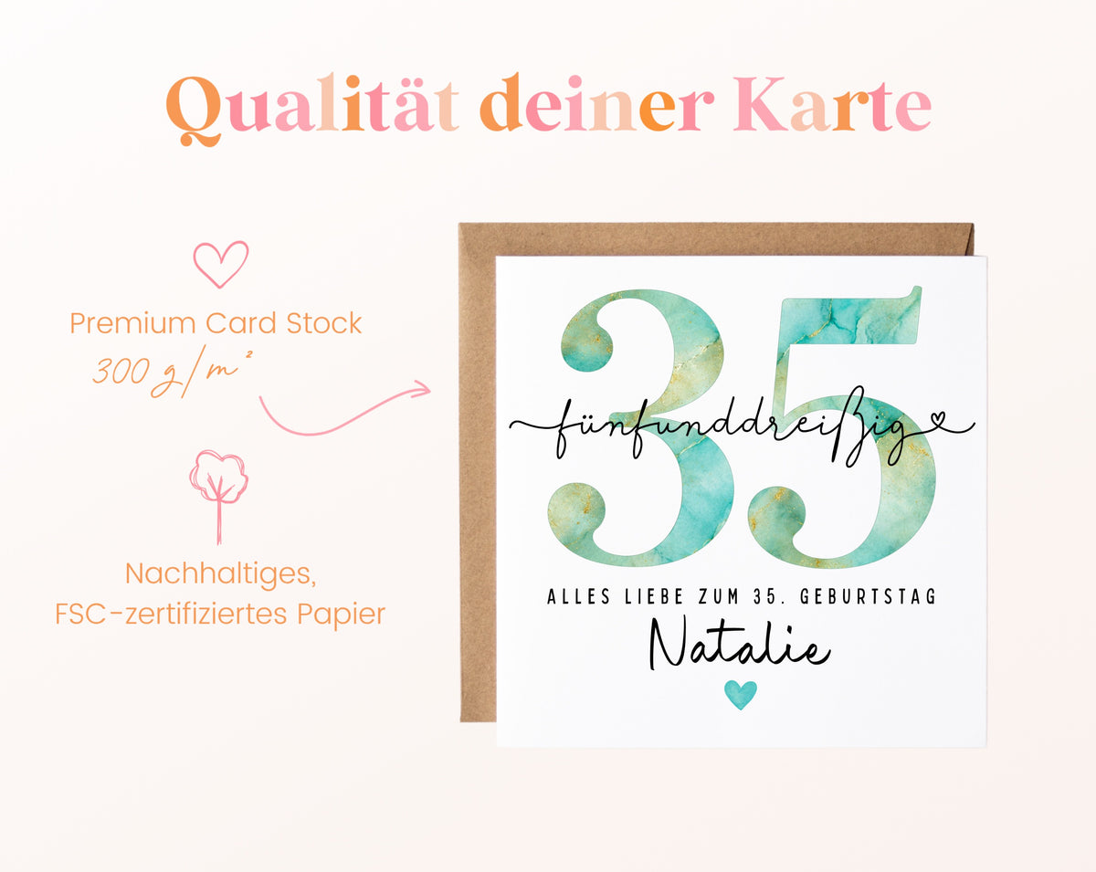 35. Geburtstag – Kartenpapier mit 300 g/m²