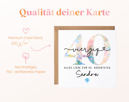 40. Geburtstag – Kartenpapier mit 300 g/m²