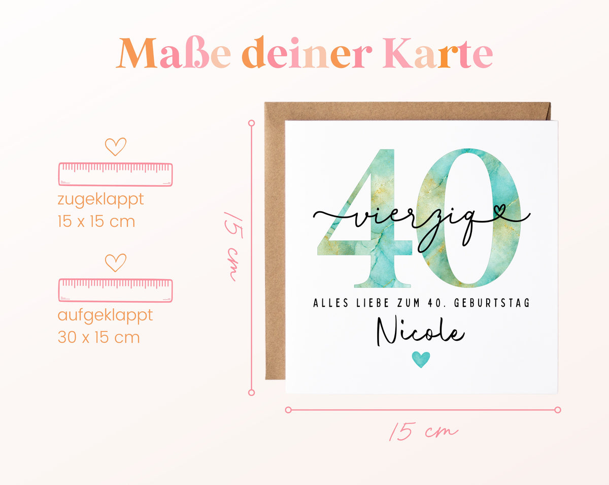 40. Geburtstag – Kartenformat und Maße