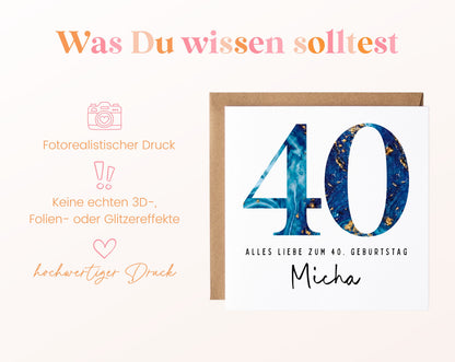 40. Geburtstag – Hinweise zur gedruckten Karte