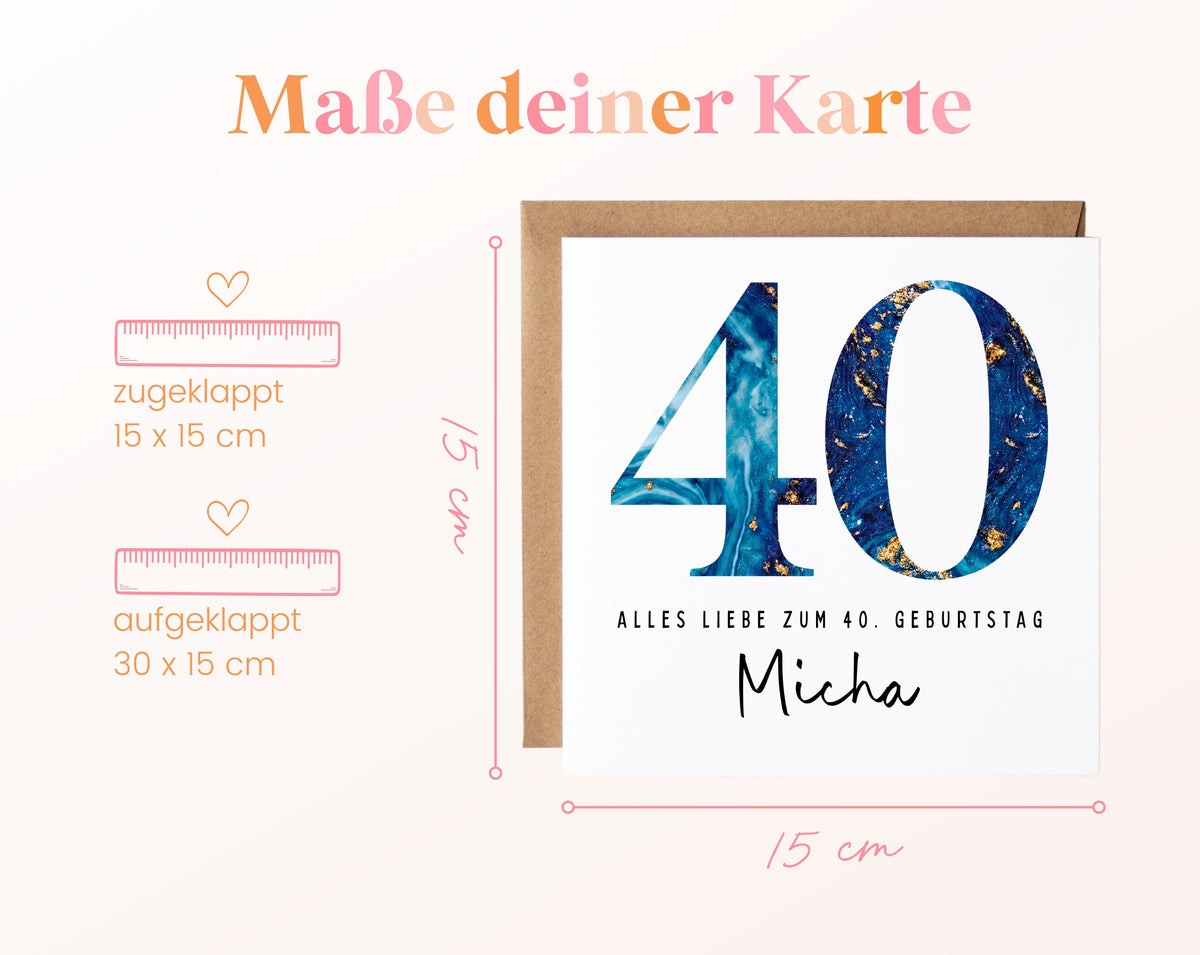 40. Geburtstag – Kartenformat und Maße