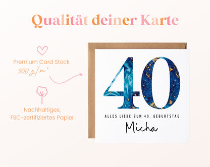 40. Geburtstag – Kartenpapier mit 300 g/m²