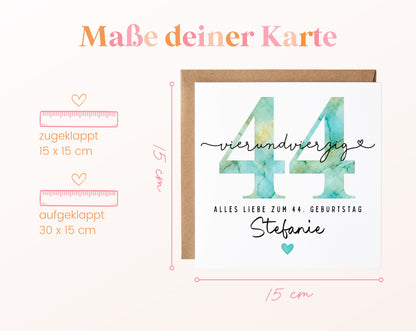44. Geburtstag – Kartenformat und Maße