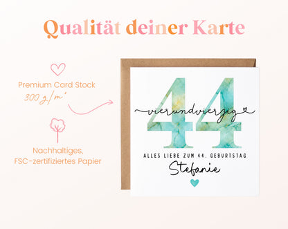 44. Geburtstag – Kartenpapier mit 300 g/m²