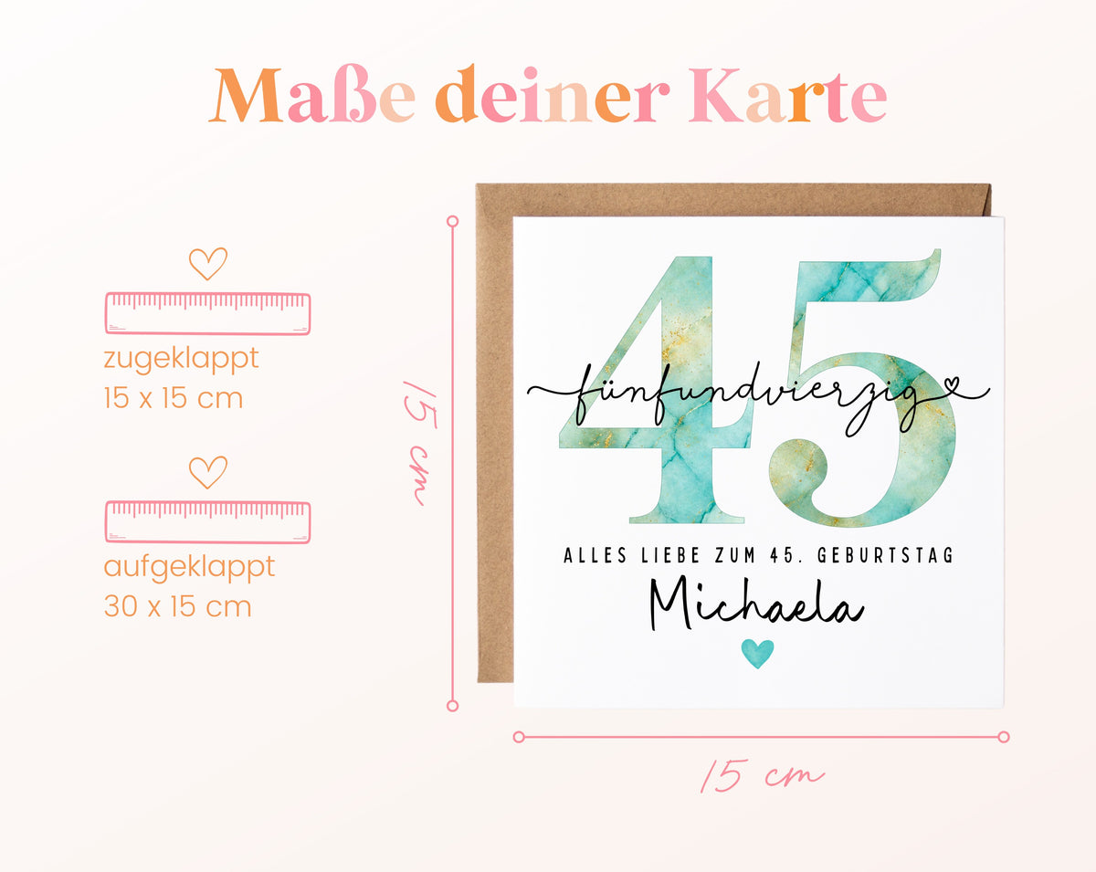 45. Geburtstag – Kartenformat und Maße