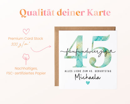 45. Geburtstag – Kartenpapier mit 300 g/m²