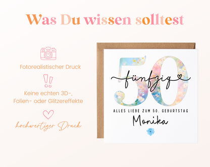 50. Geburtstag – Hinweise zur gedruckten Karte