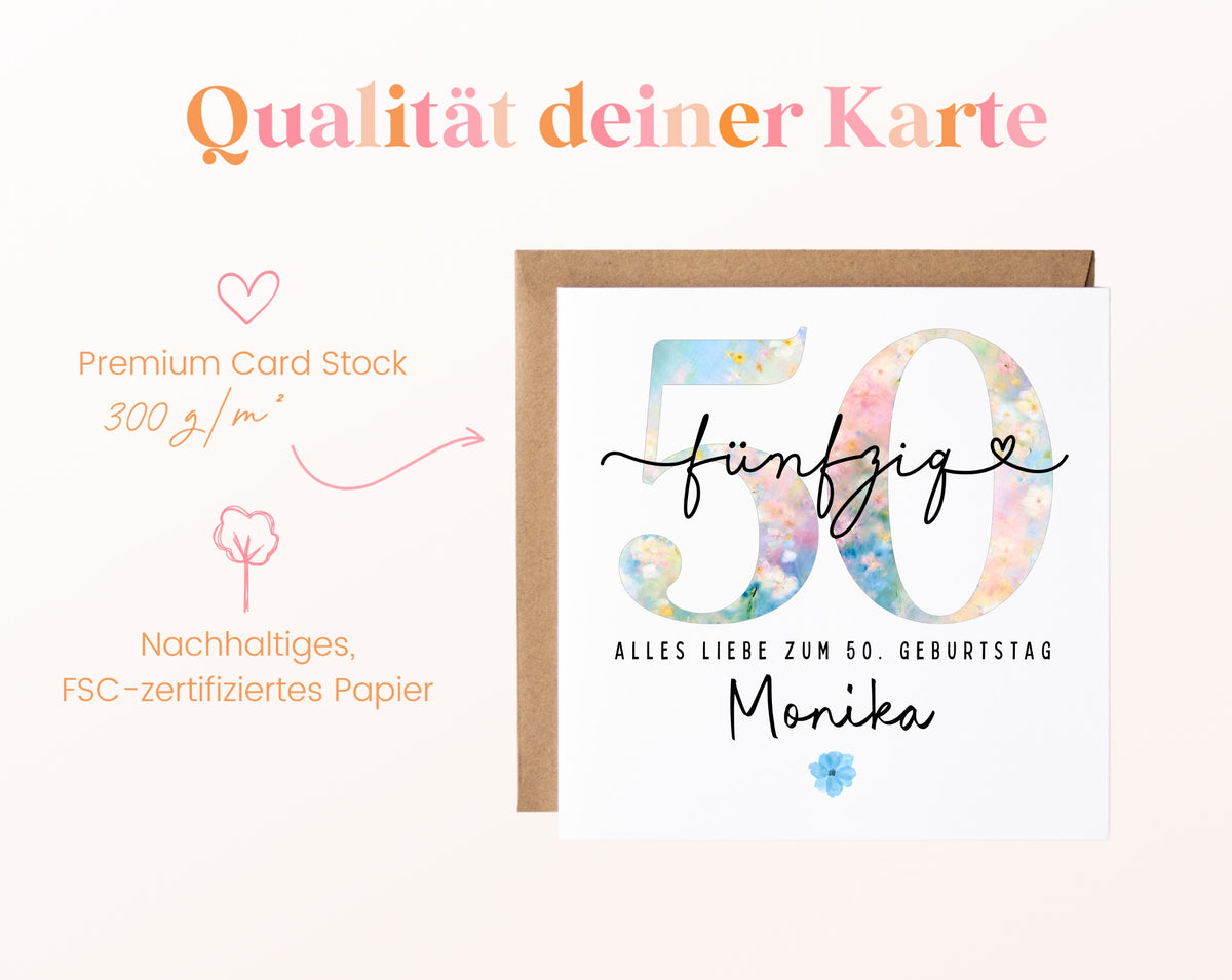 50. Geburtstag – Kartenpapier mit 300 g/m²