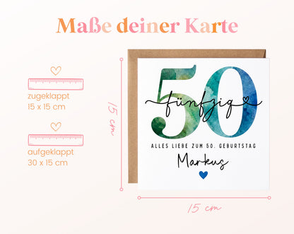 50. Geburtstag – Kartenformat und Maße