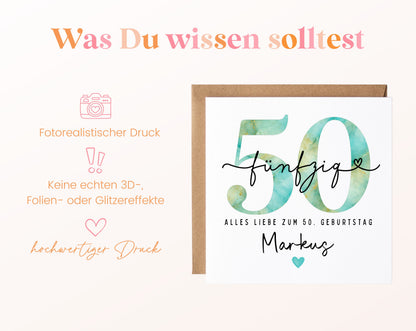 50. Geburtstag – Hinweise zur gedruckten Karte