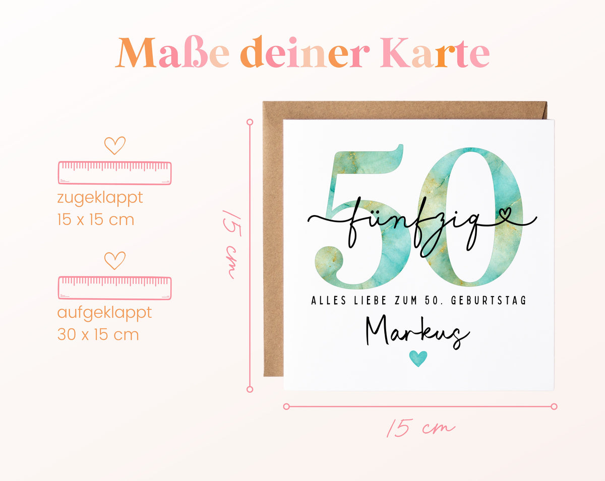 50. Geburtstag – Kartenformat und Maße