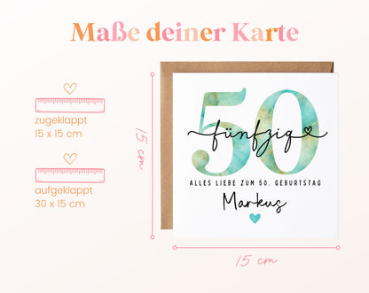 50. Geburtstag – Kartenformat und Maße