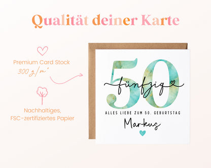 50. Geburtstag – Kartenpapier mit 300 g/m²
