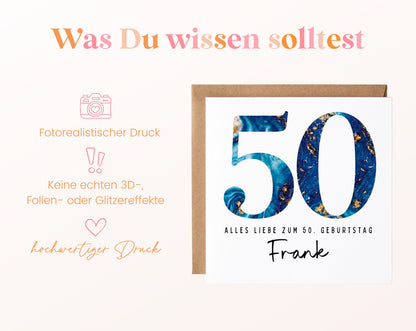 50. Geburtstag – Hinweise zur gedruckten Karte