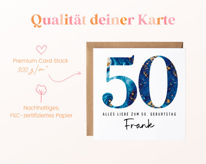 50. Geburtstag – Kartenpapier mit 300 g/m²
