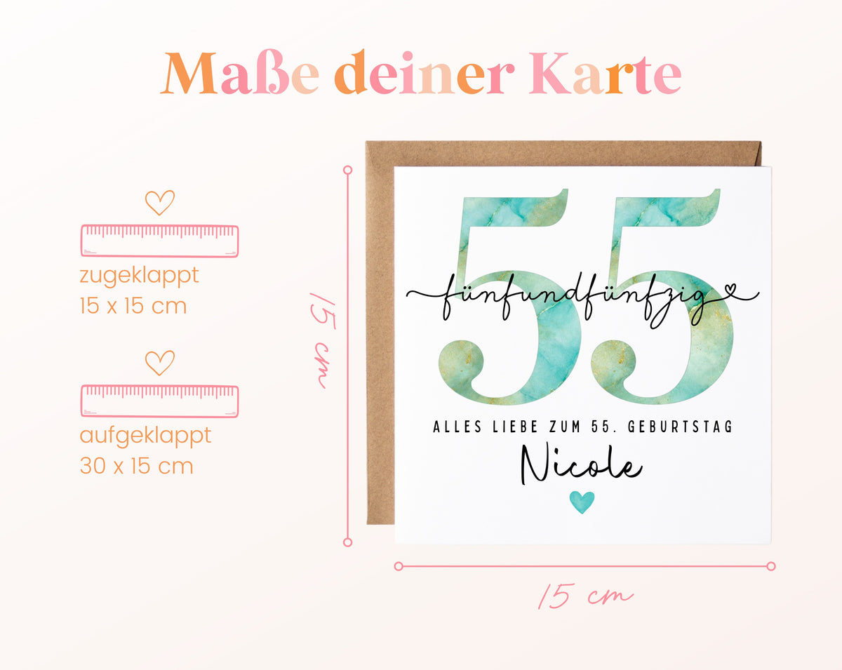 55. Geburtstag – Kartenformat und Maße