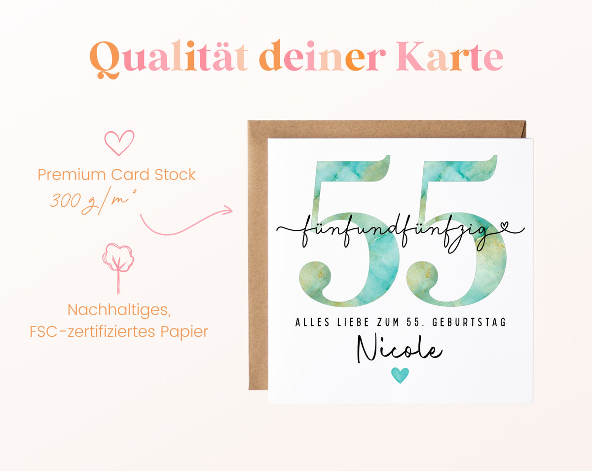 55. Geburtstag – Kartenpapier mit 300 g/m²