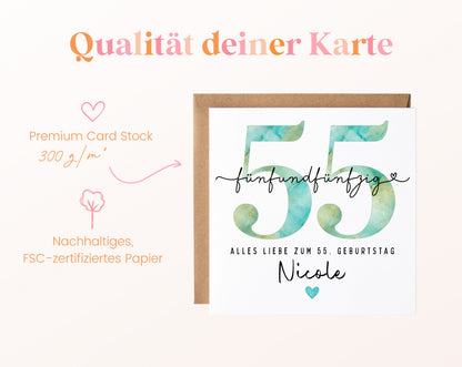 55. Geburtstag – Kartenpapier mit 300 g/m²