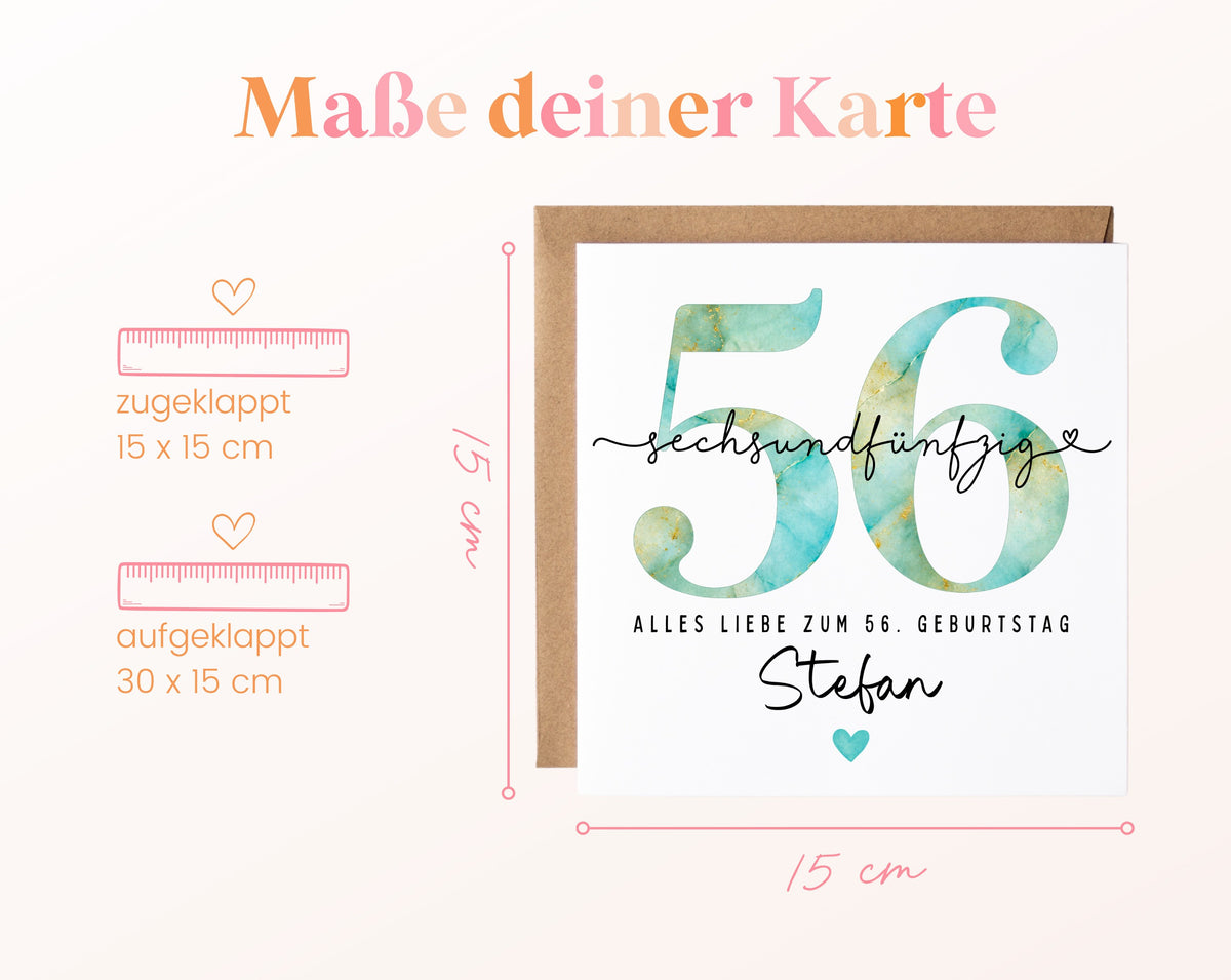 56. Geburtstag – Kartenformat und Maße