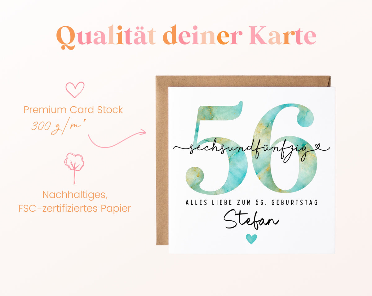 56. Geburtstag – Kartenpapier mit 300 g/m²