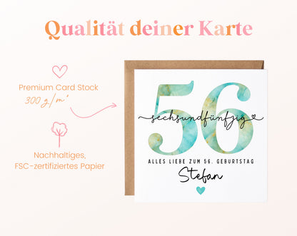 56. Geburtstag – Kartenpapier mit 300 g/m²
