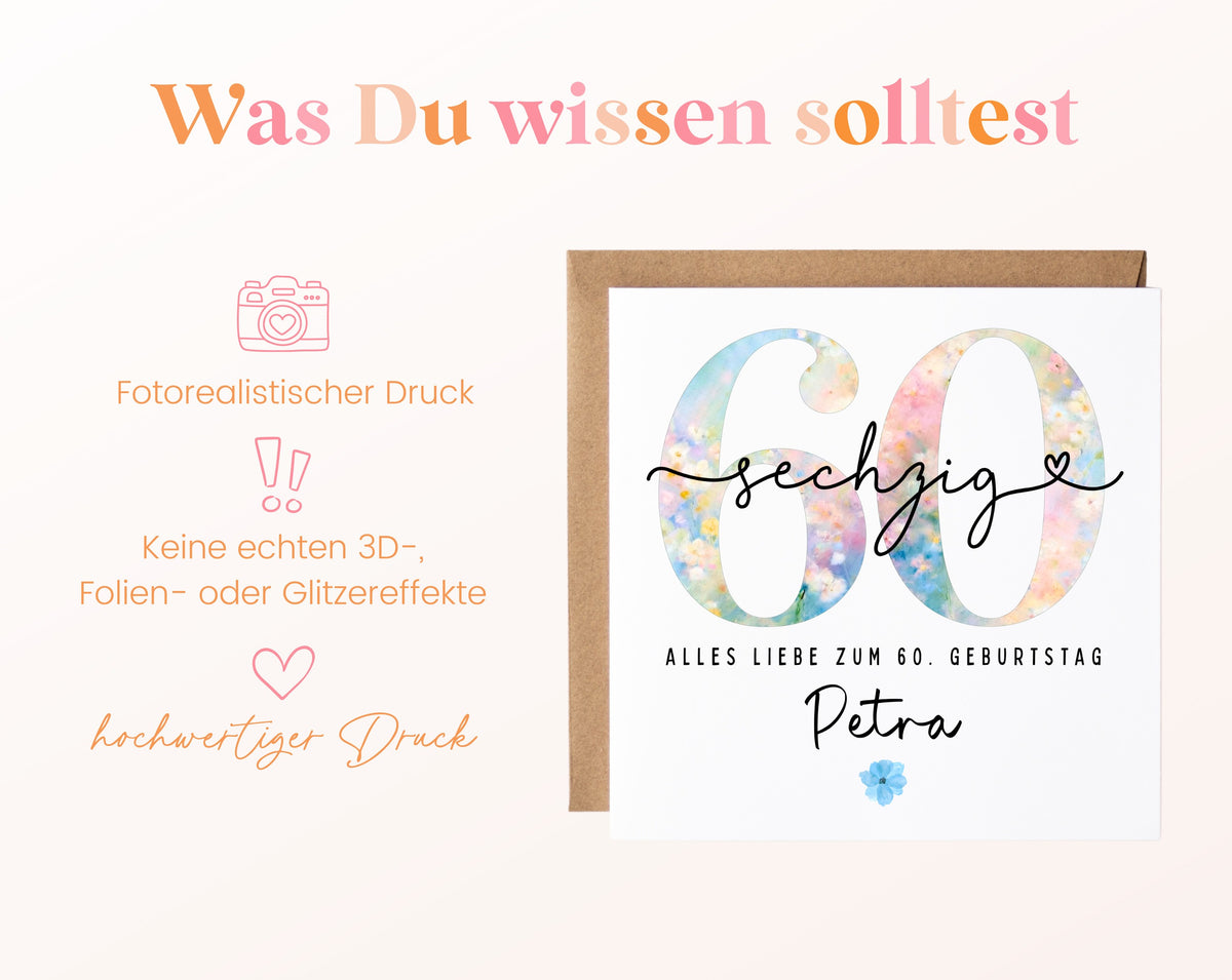 60. Geburtstag – Hinweise zur gedruckten Karte