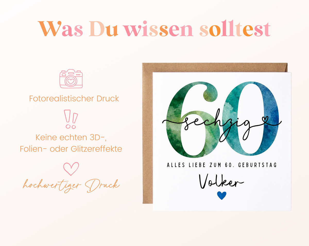 60. Geburtstag – Hinweise zur gedruckten Karte