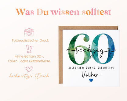 60. Geburtstag – Hinweise zur gedruckten Karte