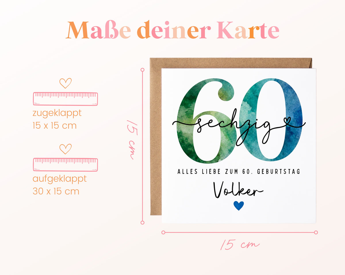 60. Geburtstag – Kartenformat und Maße