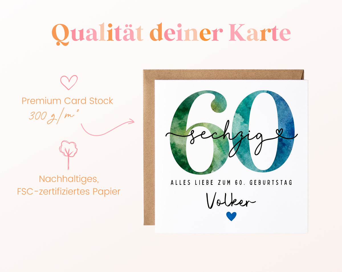 60. Geburtstag – Kartenpapier mit 300 g/m²